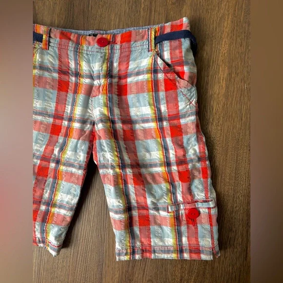 TAIKONHU Seersucker Plaid Patchwork Bermuda Shorts Preppy Coastal Y2K Style | S - Picture 11 of 15